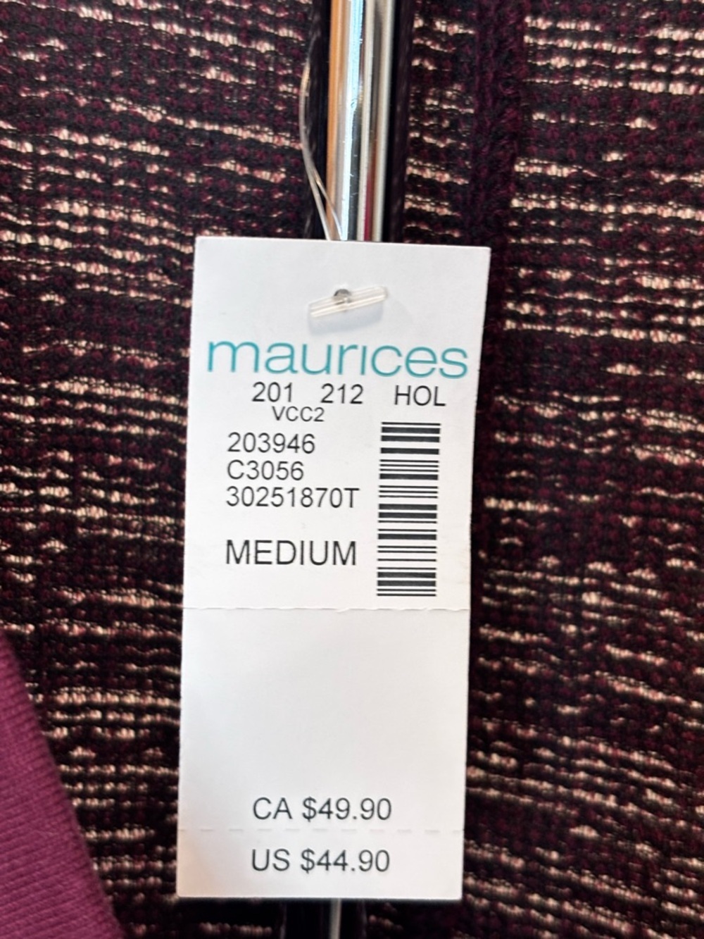 Maurices Marled Knit‎ Cardigan Burgundy Button Front Size M - Picture 4 of 8